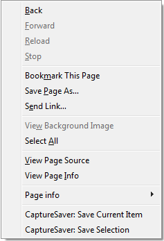store web pages popup menu